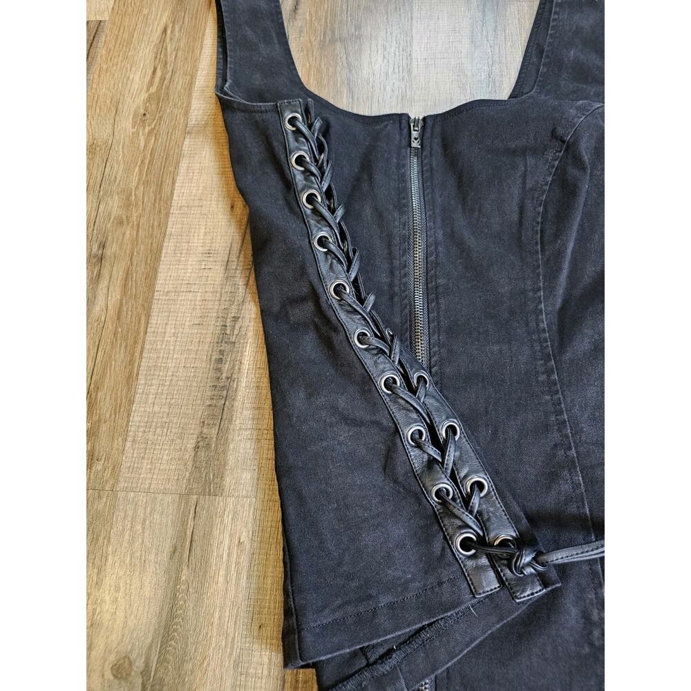 Joan Jett x Tripp NYC Daang Goodman Black Lace Up Zip Front Corset Top Vest L - Picture 7 of 13
